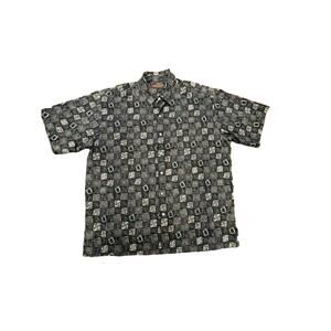 Tori Richards, Hawaii Shirt, Lawn Leaf Pattern Button Up,Size XL,Tropical